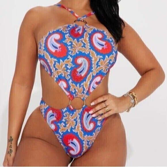 Envya Halter Neck Cut Outs 1 Piece Swimsuit Size Small RefN01‎ - Picture 1 of 8